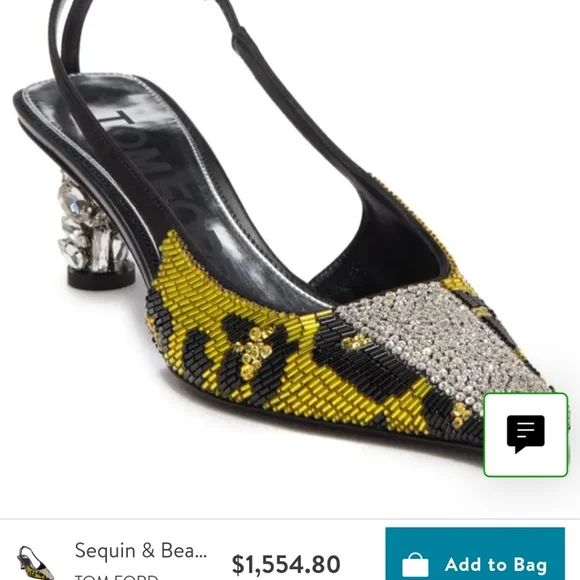 ❤️❤️❤️Sequin & Beaded Slingback Kitten Heel PumpTOM FORD